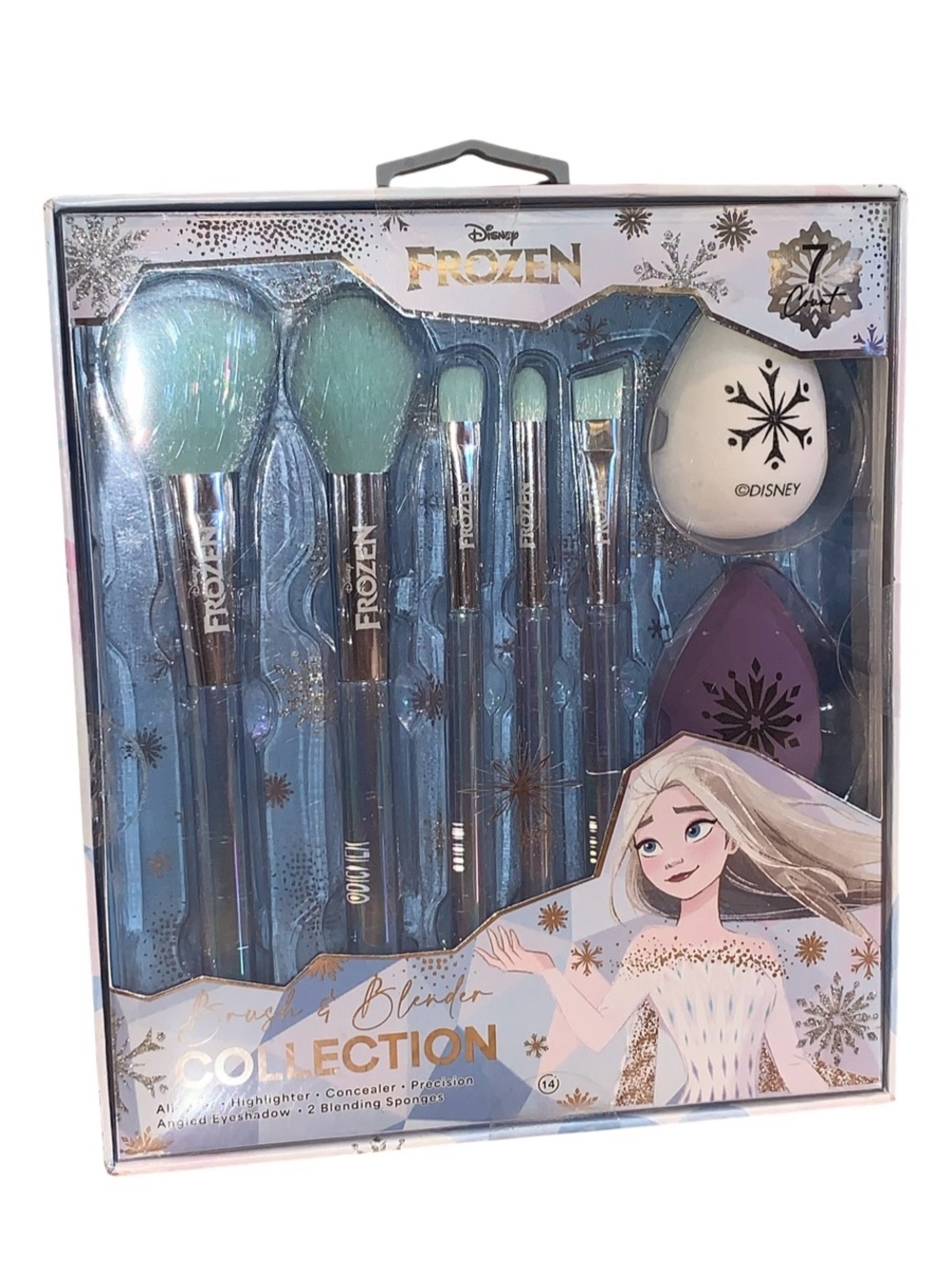 Disney Frozen 7PC Premium Makeup Brush and Blender Set NIB